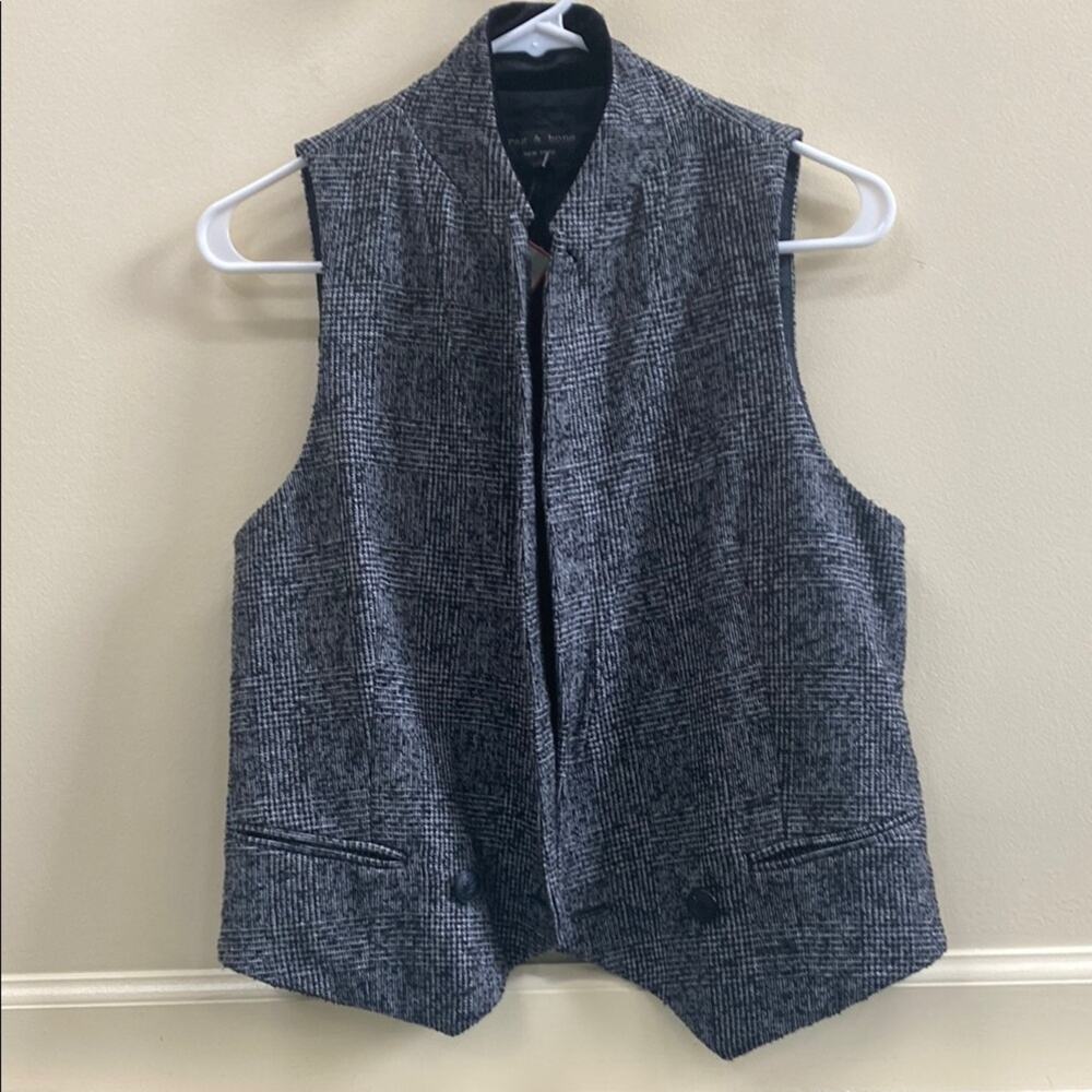 Rag & Bone Priya tweed 6 NWT Black and White Checkered open front vest